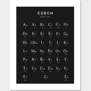 Czech Alphabet Chart, Czech Republic Language Chart, Black Posters and Art